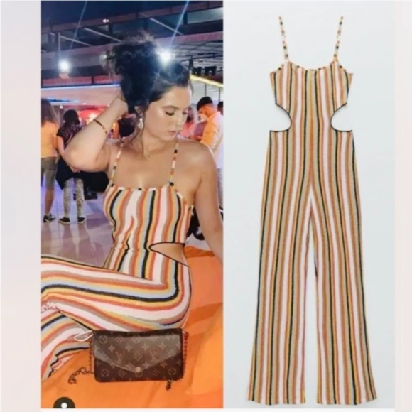 Zara stripe knit cut out jumpsuit BLOGGERS FAVORITE!!! - Picture 1 of 13